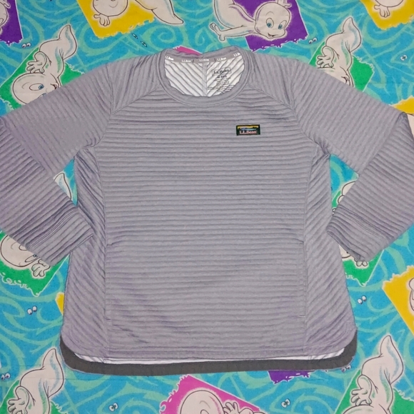 L.L. Bean Tops - LL Bean Ribbed Air Light Quilted Knit Pullover Sweatshirt